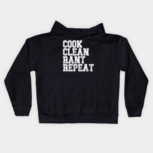 Vintage Cook Clean Rant Repeat Kids Hoodie